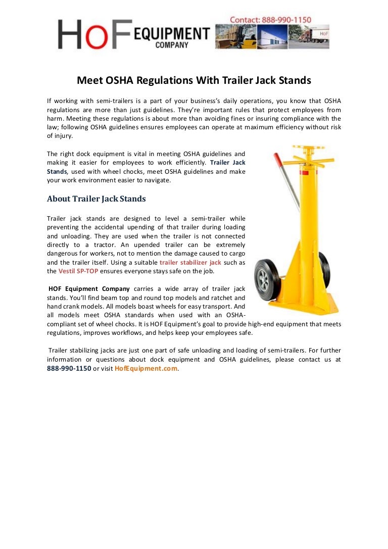 Meet osha regulations with trailer jack stands