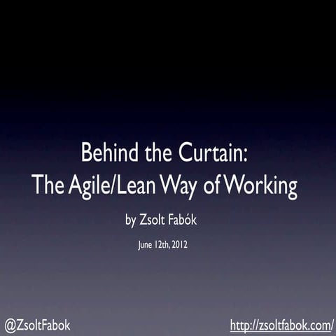 Targu Mures - Behind the Curtain: The Agile/Lean Way of Working
