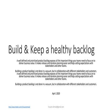 Meetup "How to build and keep your product backlog healthy?"