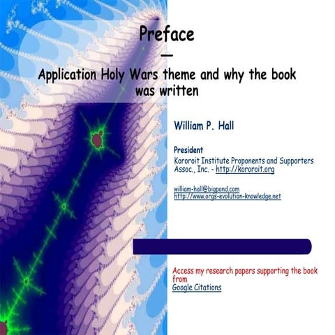 Application Holy Wars theme and why the book was written