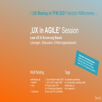 UX in Agile Session, UX Meetup FFM