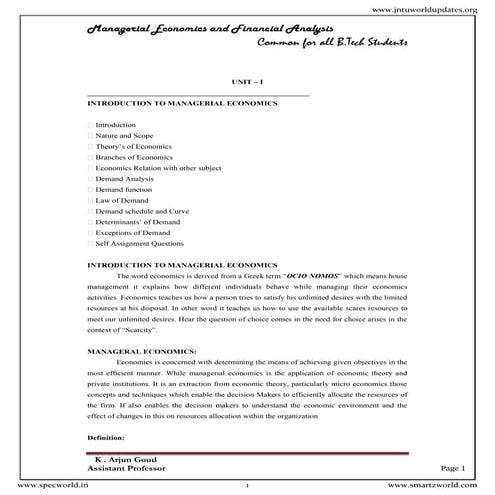 Managerial Economics and Financial Analysis 