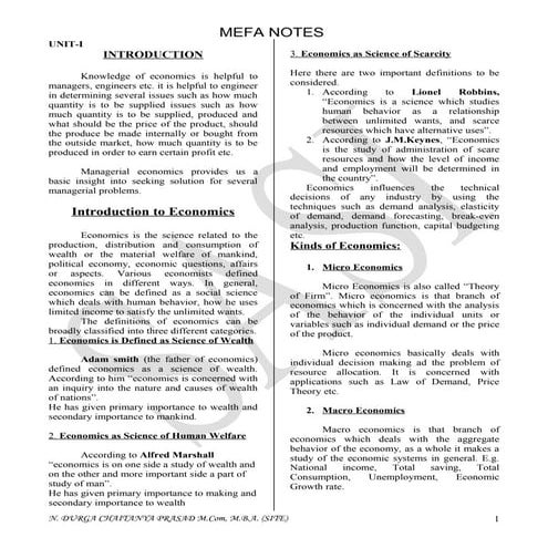 Mefa notes from durga prasad navulla