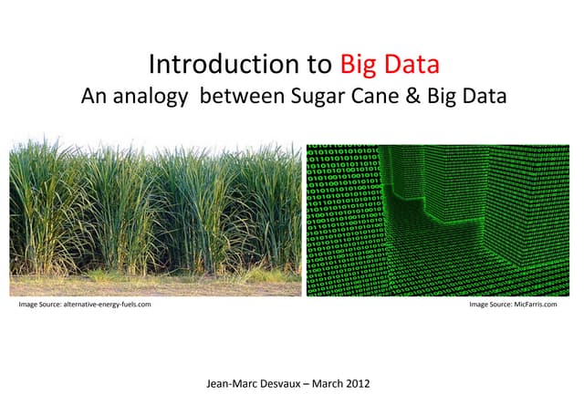 Introduction to Big Data An analogy  between Sugar Cane & Big Data