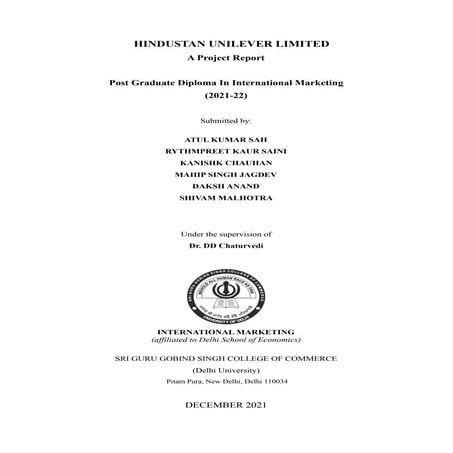 Hindustan Uniliver Project Report and SWOT analysis for Economics Project