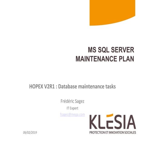 HOPEX V2R1 : Database maintenance tasks