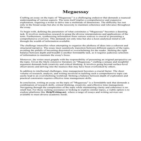 Megaessay. Mega essays cancellation bear