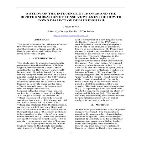 A Study of the Influence of /ɹ/ on /a/ and the Diphthongisation of Tense Vowe...