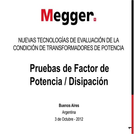 Megger 3  factor de potencia pruebas para transformadores