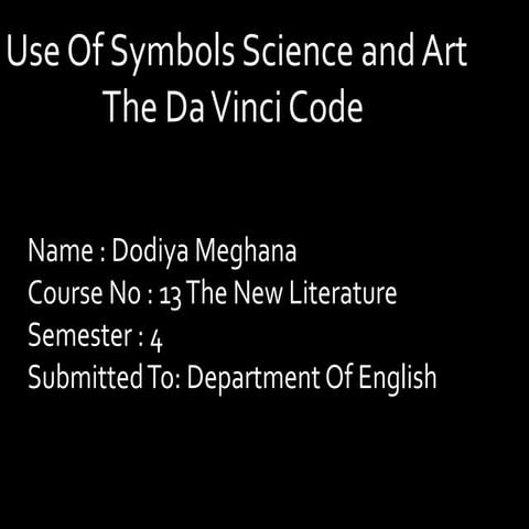 topic: Use symbols science and art in the da vinci code | PPT