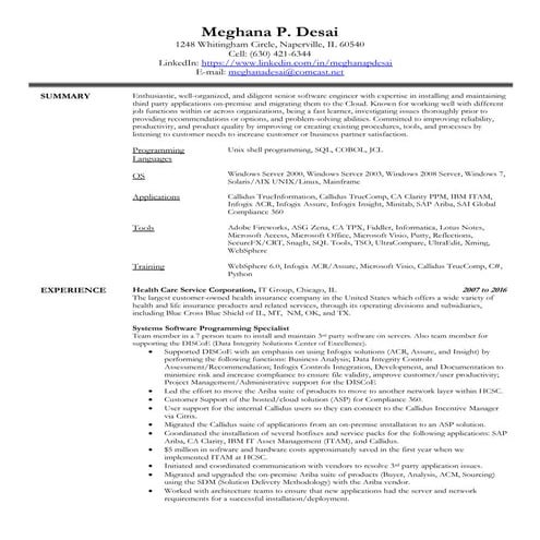 Meghana P Desai Resume