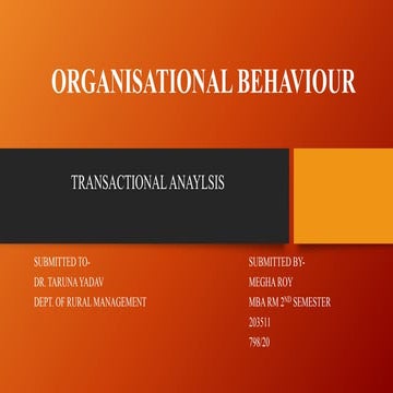 Transactional Analysis