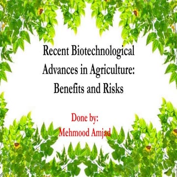 Advances in Agricultural Biotechnology