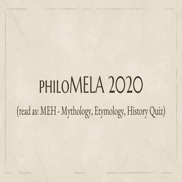 LSR Mythology Etymology History (MEH) Quiz 2020