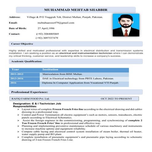 Muhammad Noman Resume | DOC
