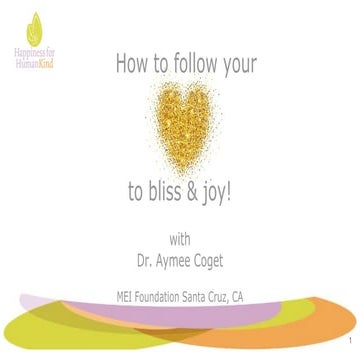 "How to follow your heart to bliss and joy!" for the MEI Foundation