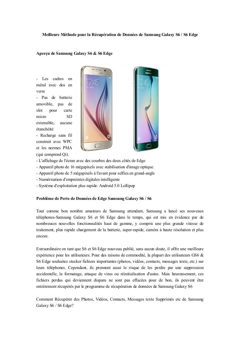 Meilleure Methode Pour La Recuperation De Donnees De Samsung Galaxy S