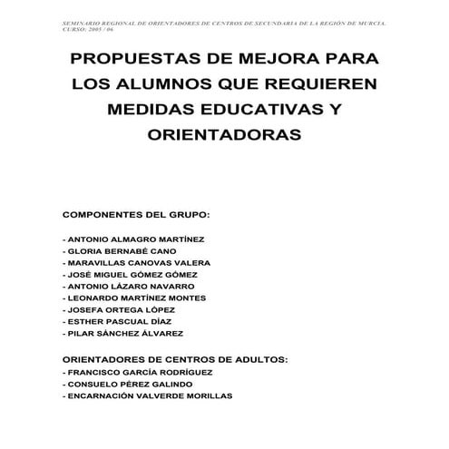 Mejora de la calidad en la educación Seminario de orientadores