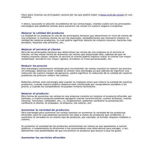 Mejorar las ventas
