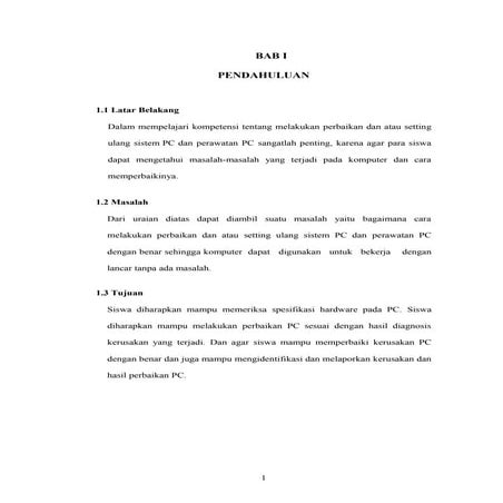 Melakukan Perbaikan dan atau Setting Ulang Sistem PC dan Perawatan PC