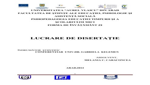 Melania caraconcea lucrare de disertatie