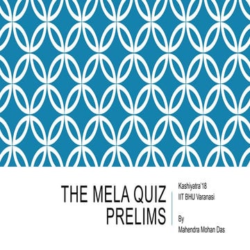 Mela Quiz Prelims IIT BHU Kashiyatra 2018