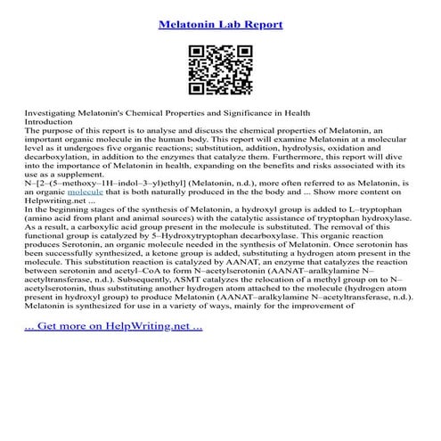 Melatonin Lab Report | PDF