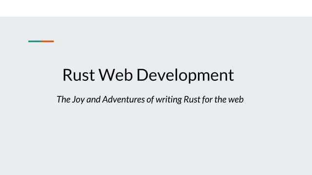 Rust Melbourne MeetUp - Rust Web Development