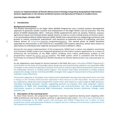 M&amp;e learning paper (24 october 2019)