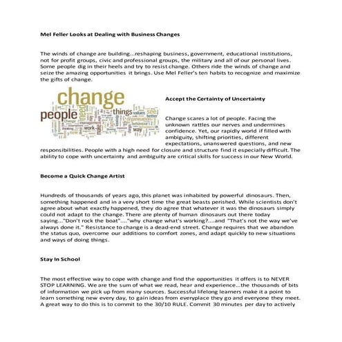 Mel feller looks at dealing with business changes