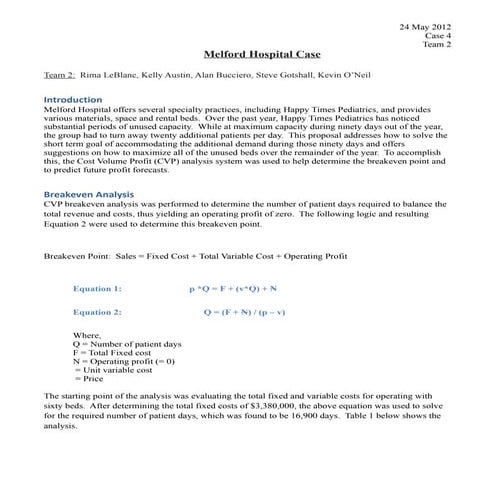 Melford Written Analysis