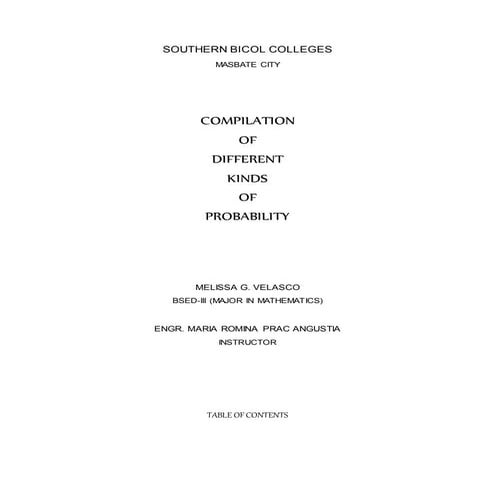 Different kinds of Probability