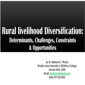 Rural Livelihood Diversification 2020