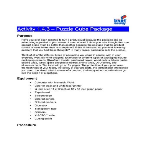 Puzzle Cube Package Activity