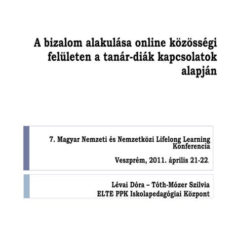 A bizalom alakulása online közösségi felületen a tanár-diák kapcsolatok alapján