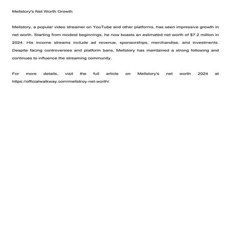 Mellstory's Net Worth Growth: From Humble Beginnings to $7.2 Million in ...