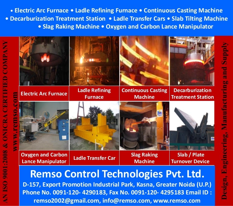 AOD, Electric ARC Furnace, lrf, vd, geared ladles upto 50 t…