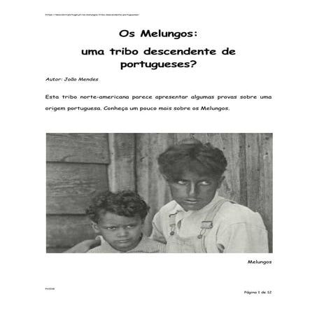 Melungo: uma tribo descendente de  portugueses?