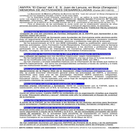 Memoria AMYPA El Cierzo 2011_12 | PDF