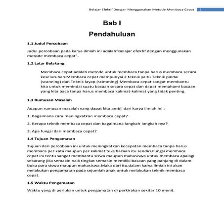 Karya Ilmiah Bahasa Indonesia (Membaca cepat)