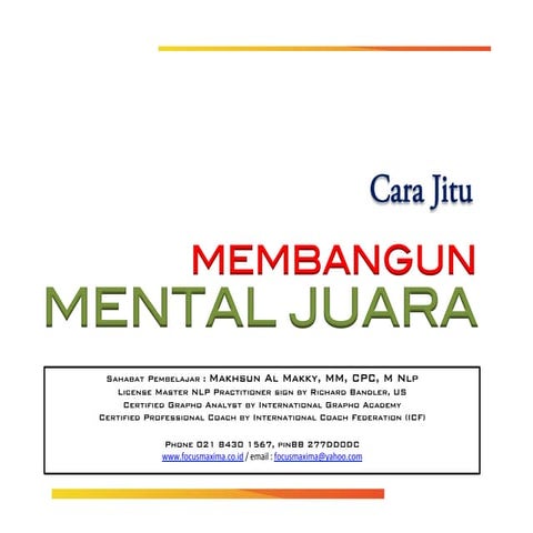 Membangun Mental Juara bagi para tenaga sales 