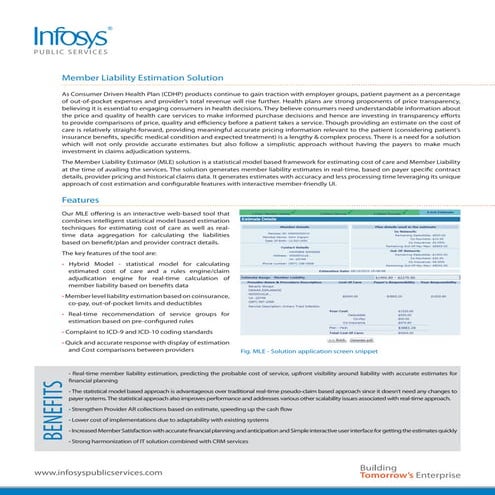 InfosysPublicServices - Member Liability Estimator Solution | MLE Applications