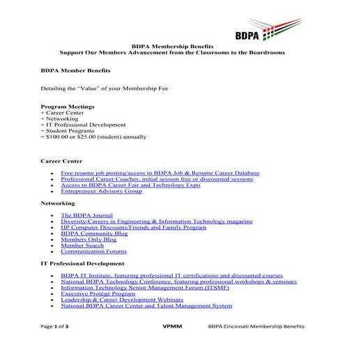 BDPA Membership Benefits