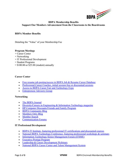 BDPA Membership Benefits