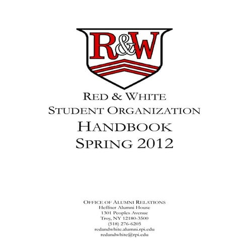 Red & White Student Organization - Member Handbook