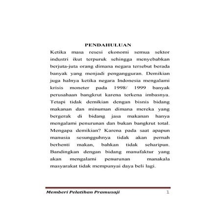 Memberikan pelatihan kepada pramusaji restoran