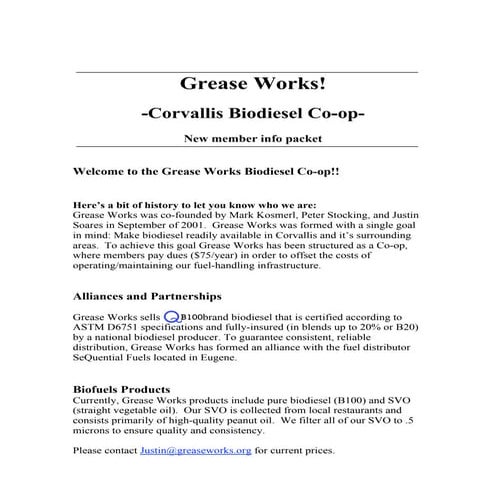 Grease Works: Biodiesel for First Time Users and How to Save the Environment  