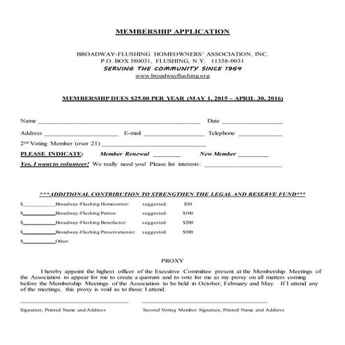 Membership application