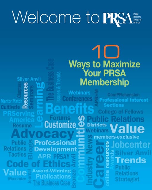 Welcome to PRSA: 10 Ways to Maximize Your Public Relations Society of America Membership