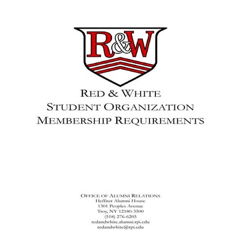 Red & White Student Organization - Membership Requirements